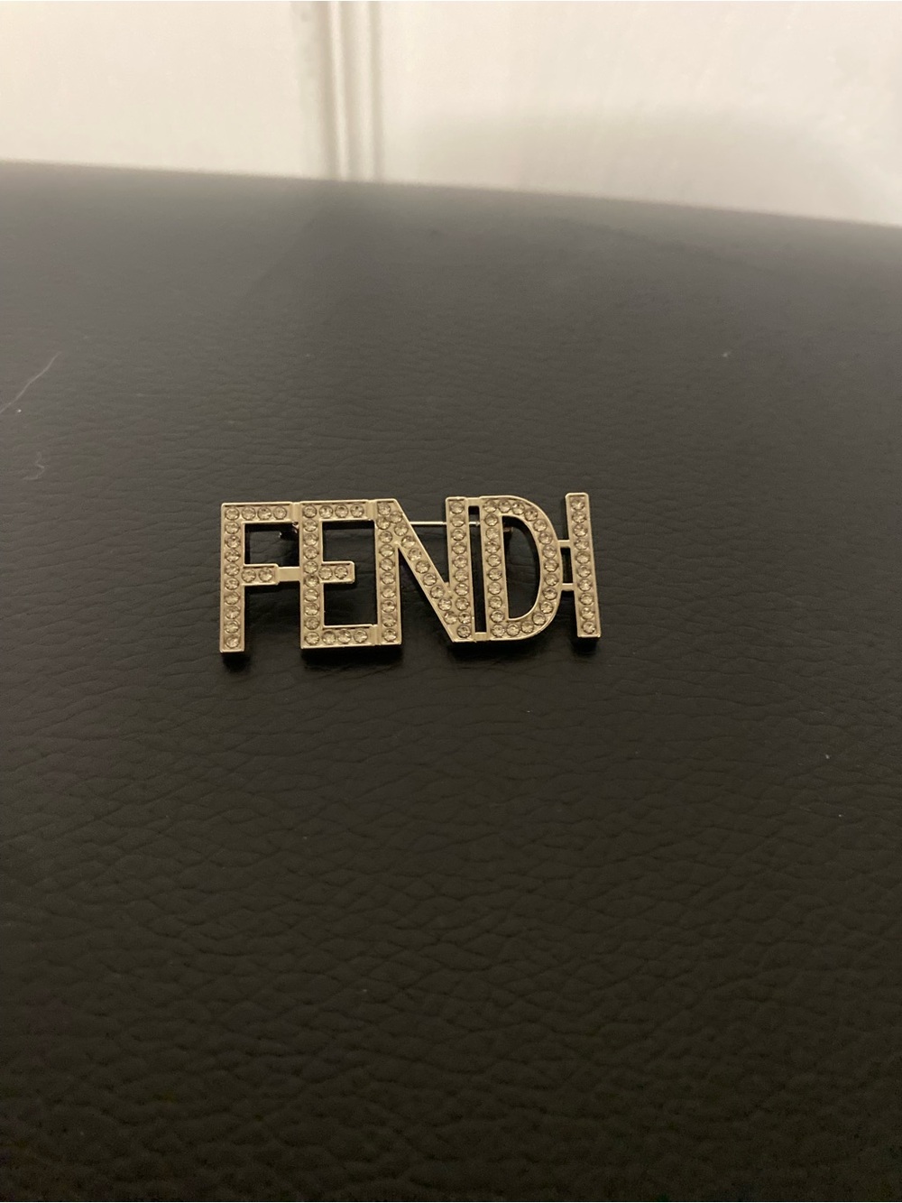 Fendi Silver Logo Crystal Brooch - Gold - Picture 2 of 4